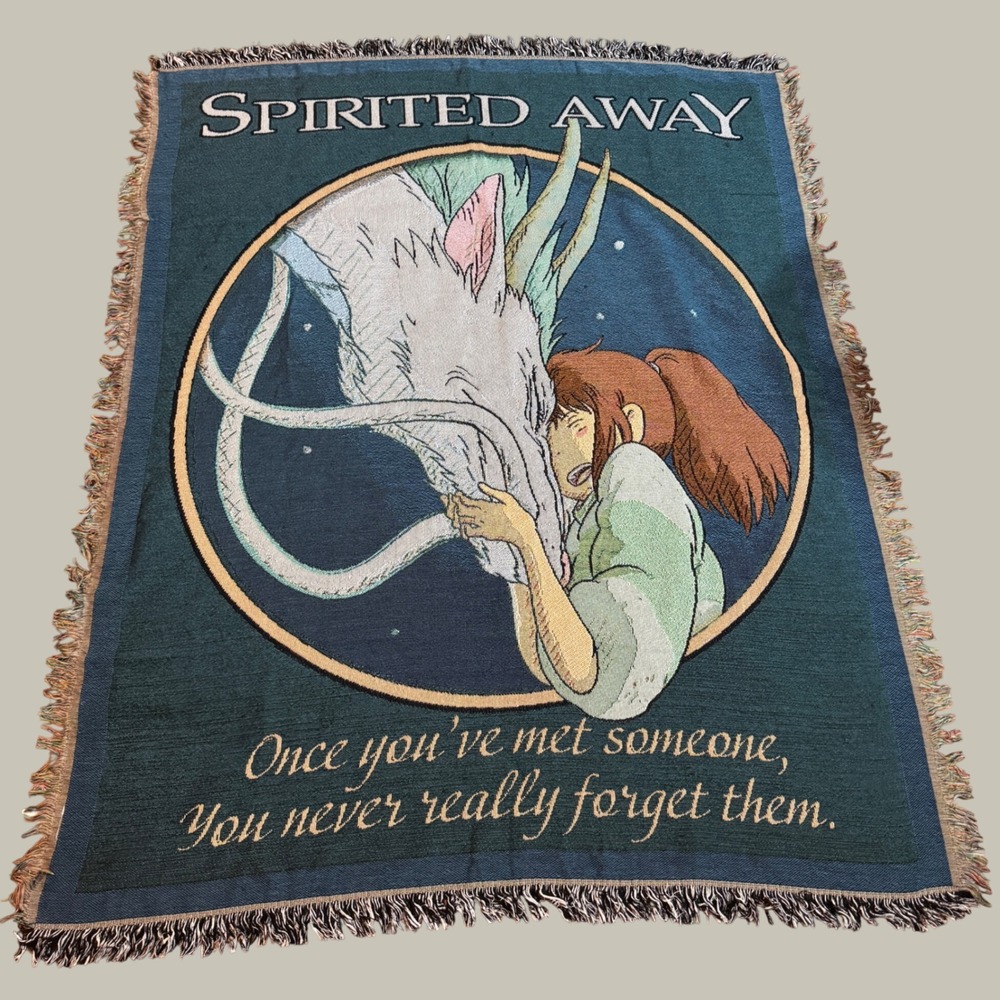 BoxLunch Studio Ghibli Spirited Away Haku Chihiro Tapestry Throw Blanket 50"x60"